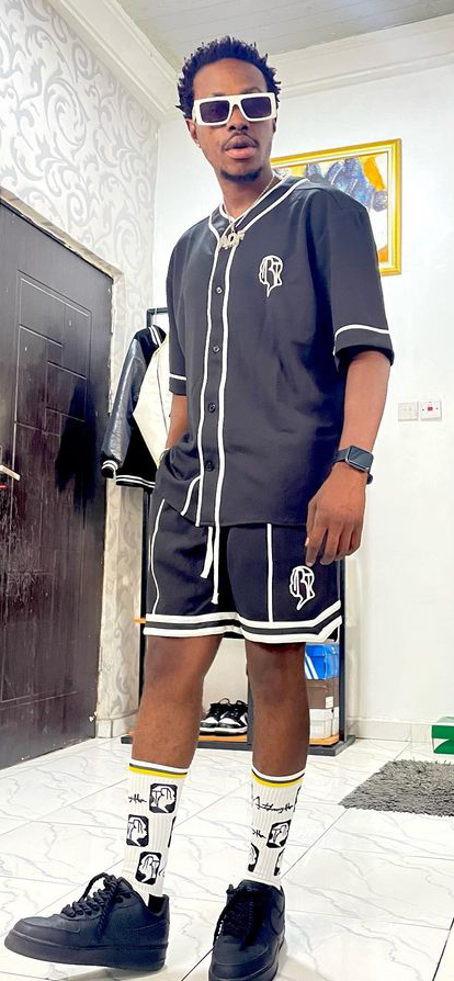 Black short sleeve top and short