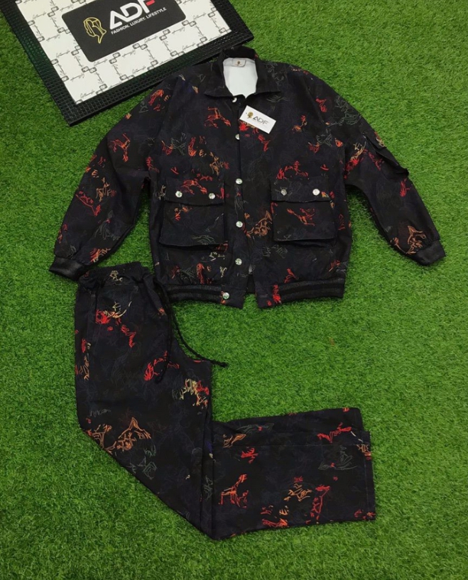 black cargo jacket and pant